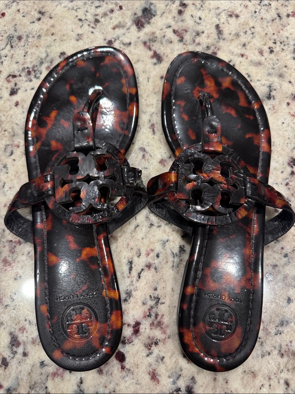Tory Burch miller Tortoiseshell Logo Thong Sandals